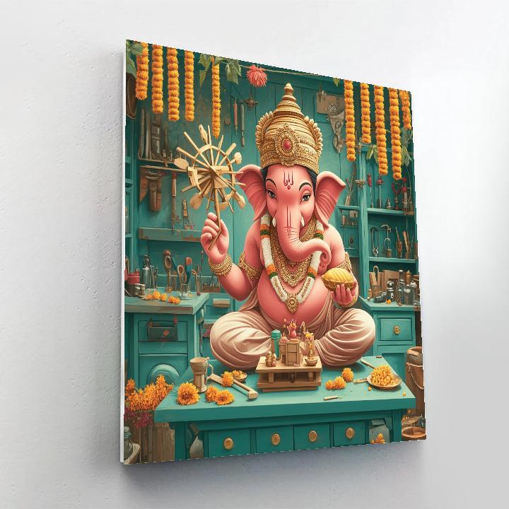 Windmill Workshop With Ganesha Painting by numbers kit