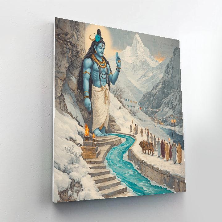 Glacier Pilgrimage With Shiva Crescent Halo paint by color