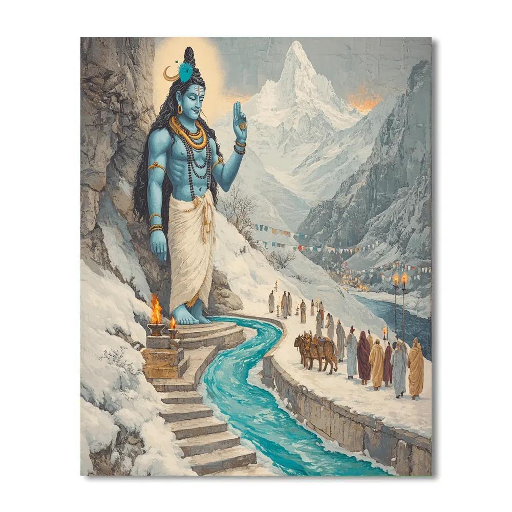 Glacier Pilgrimage With Shiva Crescent Halo paint by color