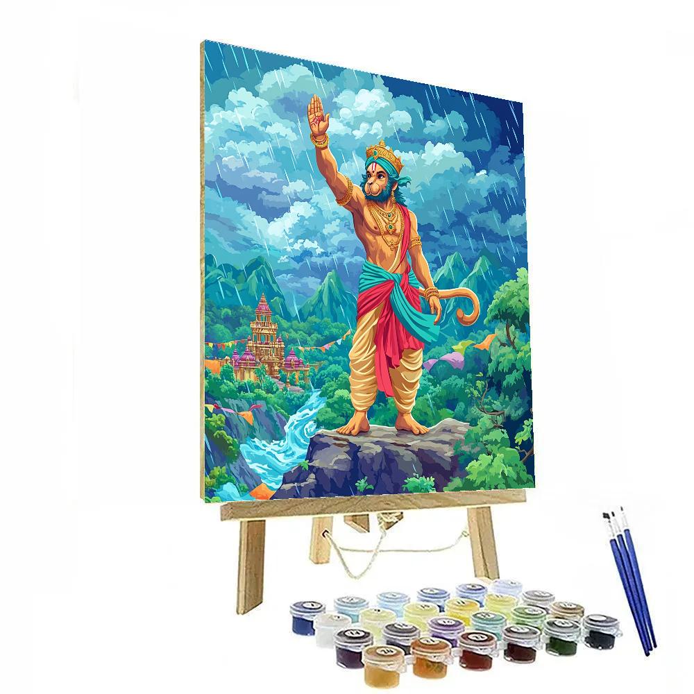 Hanuman Monsoon Mountain Guardian paint by color