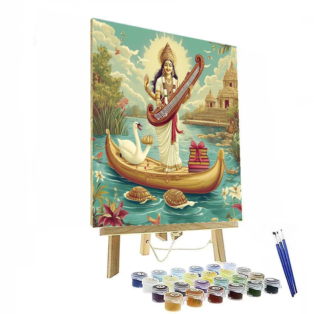 Saraswati Conducting The River Delta Orchestra paint by color
