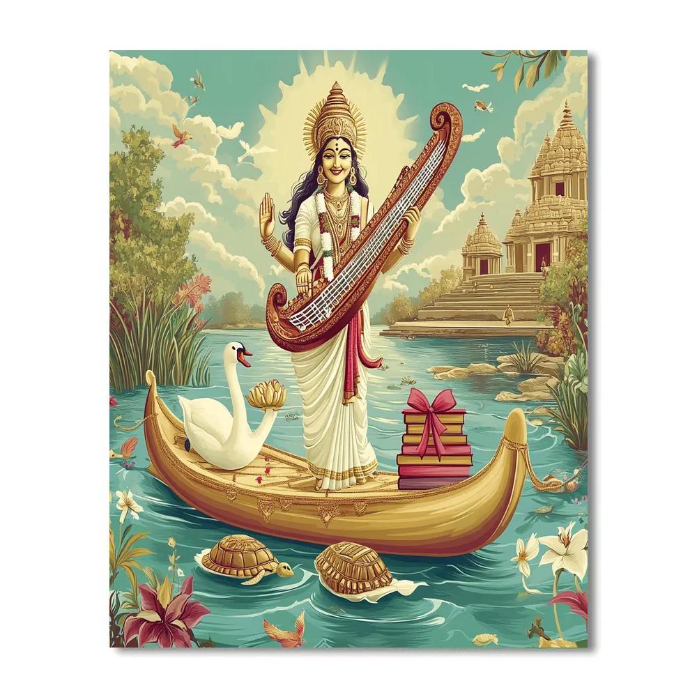 Saraswati Conducting The River Delta Orchestra paint by color