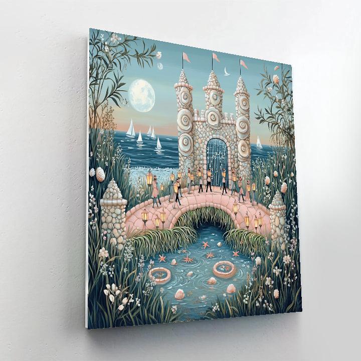 Oyster Reef Castle At Moonlit Low Tide paint by color