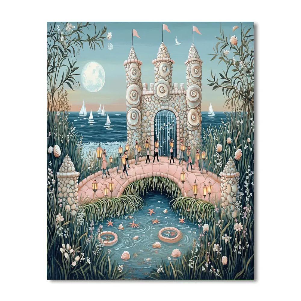 Oyster Reef Castle At Moonlit Low Tide paint by color