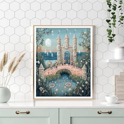 Oyster Reef Castle At Moonlit Low Tide paint by color