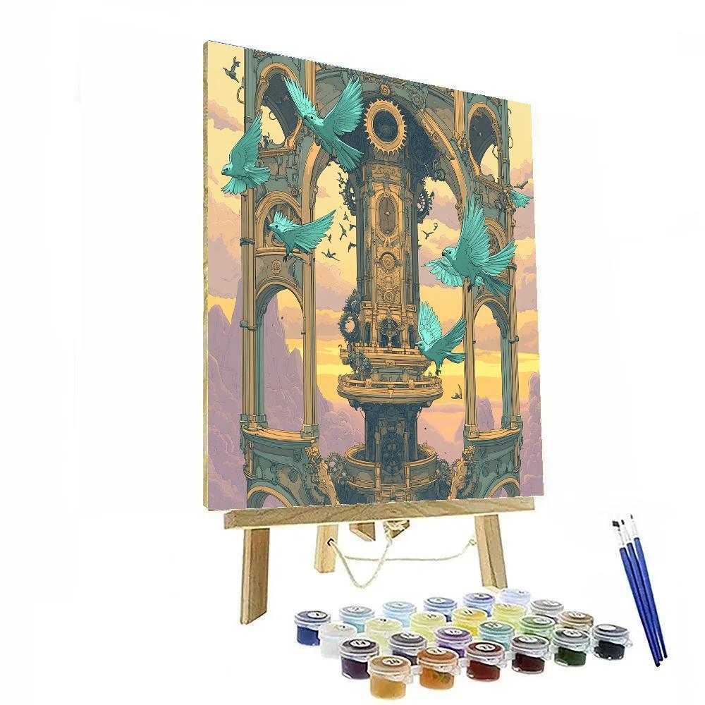 Clockwork Aviary With Castle Heart paint by numbers