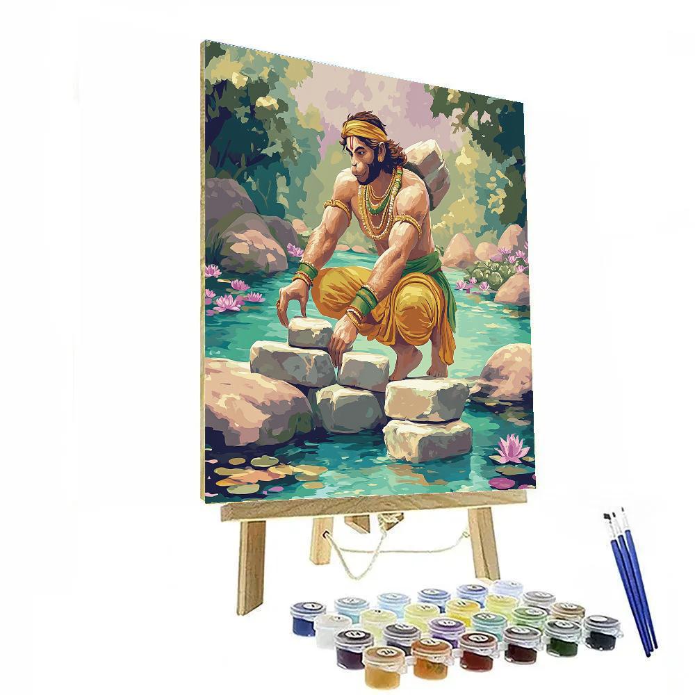 Hanuman Bridge Builder Across A Crystal River painting number kit