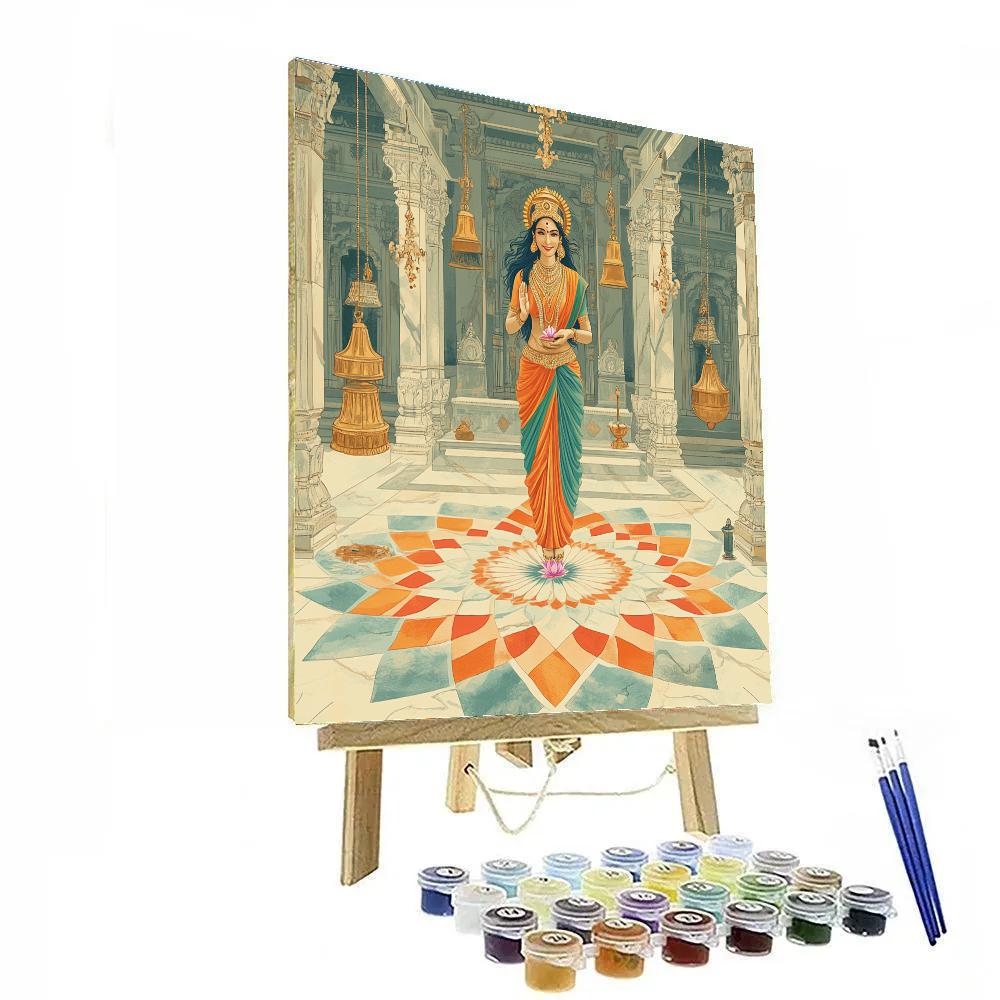 Temple Courtyard Rangoli, Parvati At Center Numbered painting kits