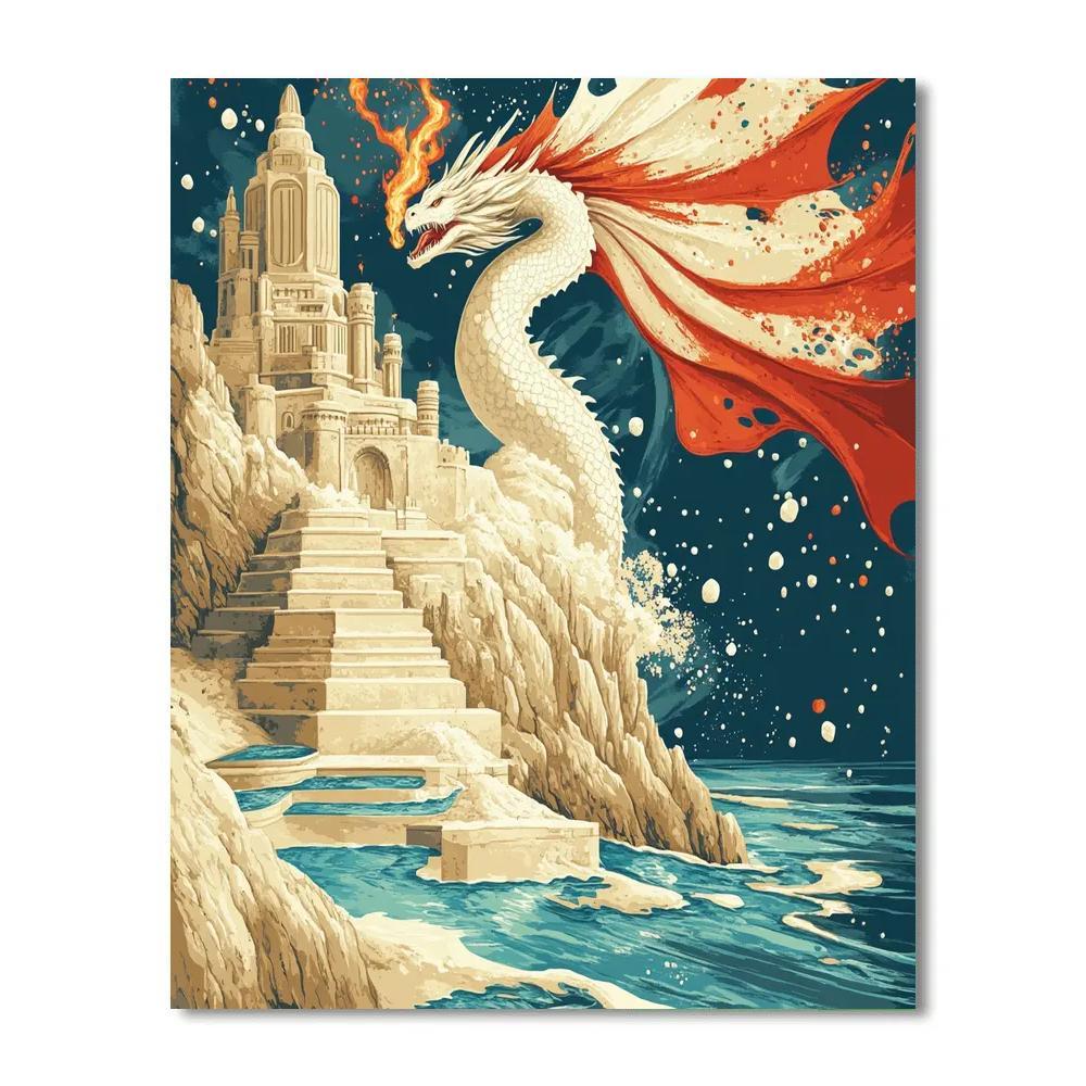 Saltwind Citadel With Dragon Sentinel Paint by numbers kits