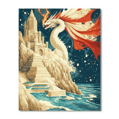 Saltwind Citadel With Dragon Sentinel Paint by numbers kits