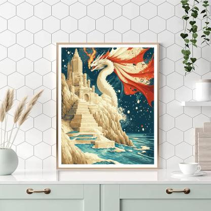 Saltwind Citadel With Dragon Sentinel Paint by numbers kits