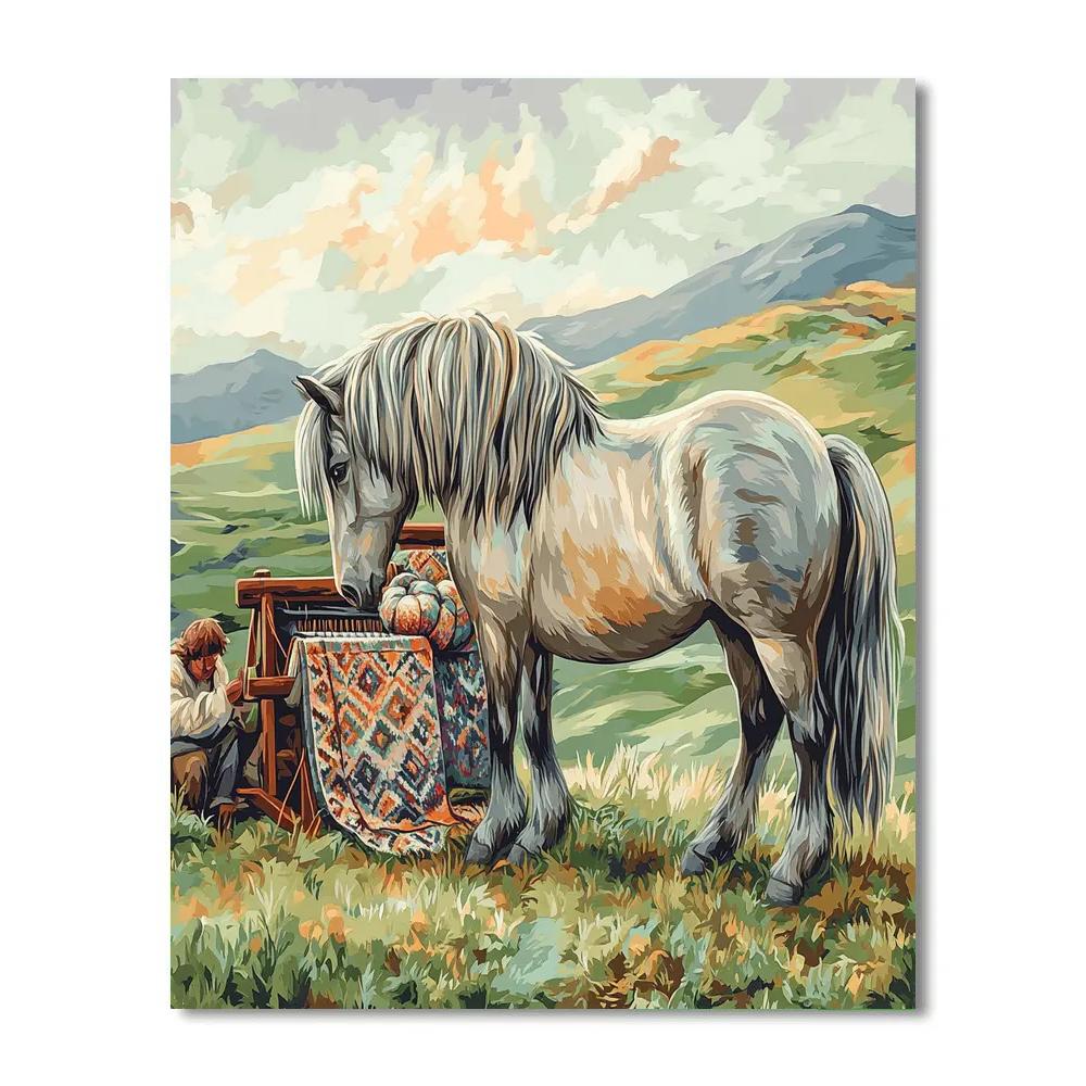Highland Weaving With Horse Companion Numbered painting kits