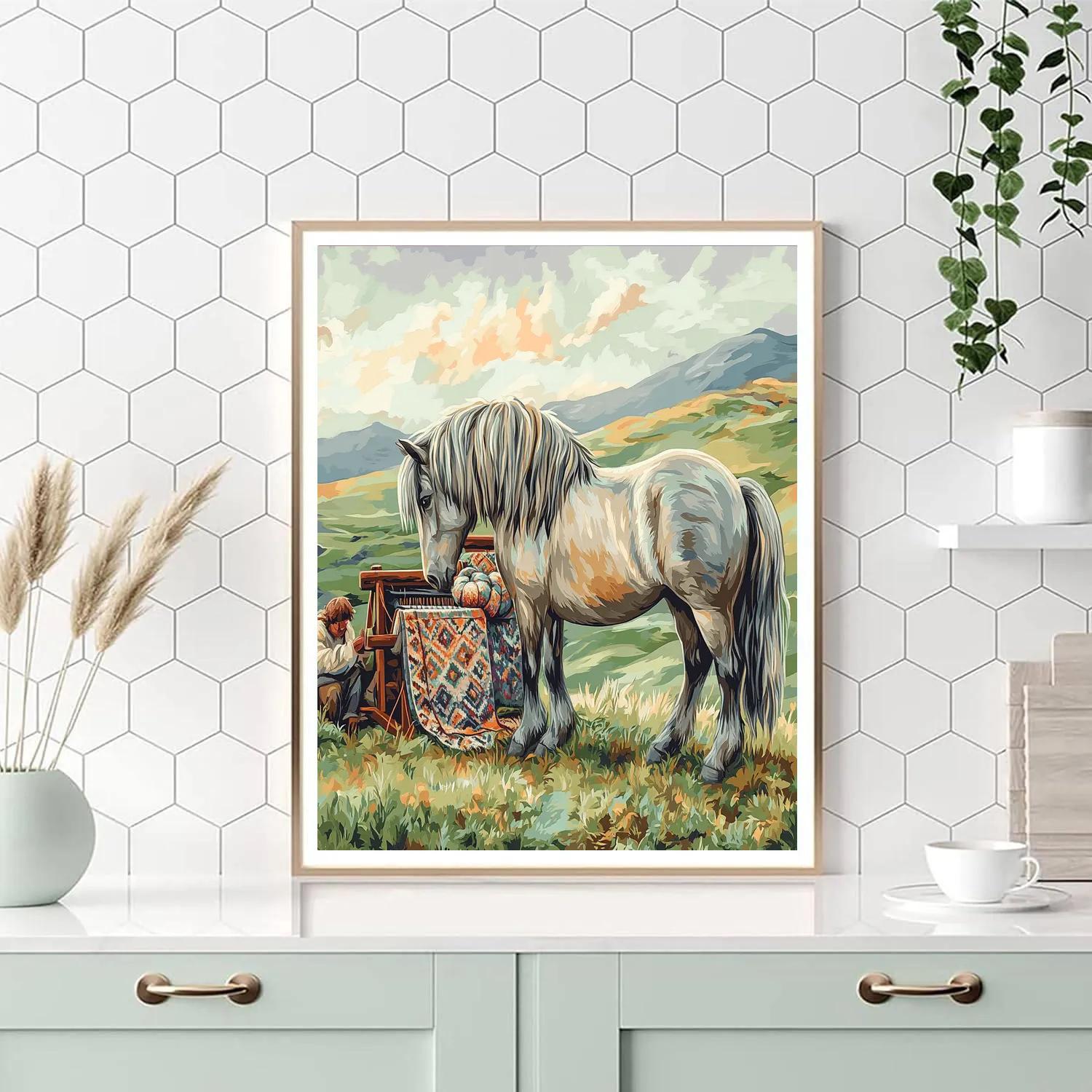 Highland Weaving With Horse Companion Numbered painting kits