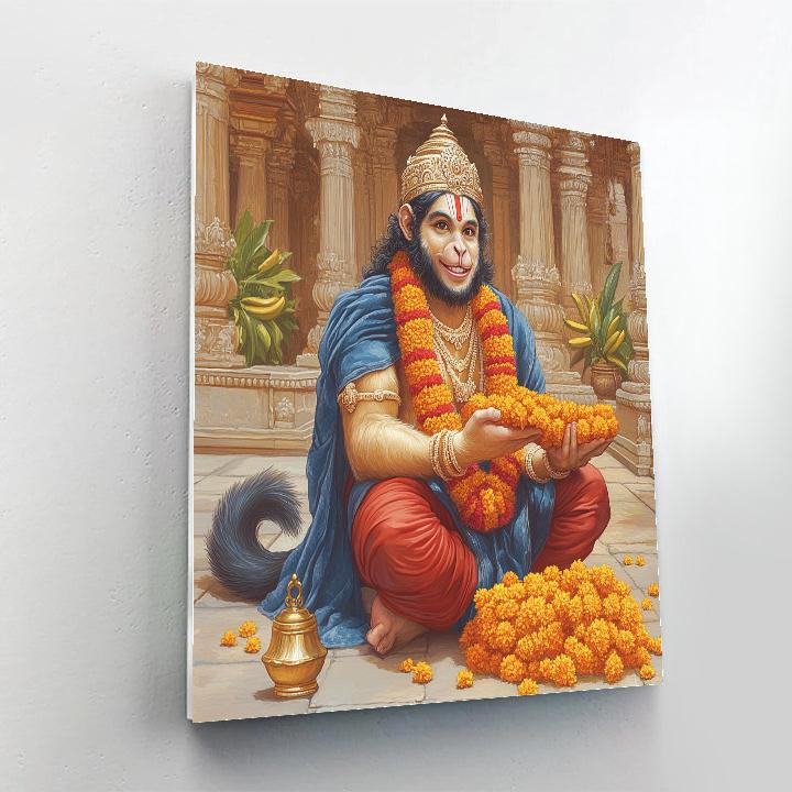 Temple Courtyard Serenity With Hanuman paint by color