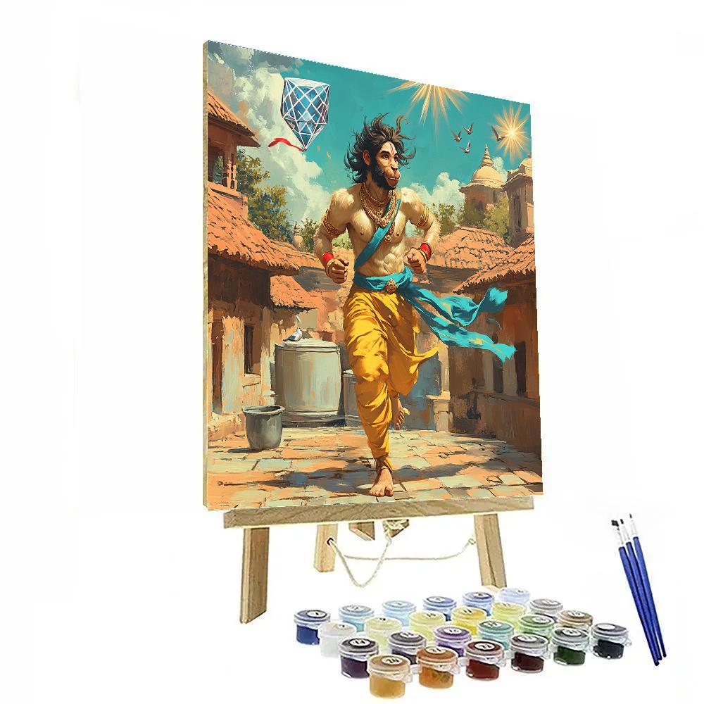 Hanuman Solar Kite Flyer On Rooftops DIY paint by numbers