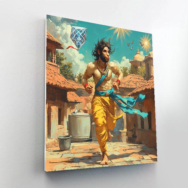 Hanuman Solar Kite Flyer On Rooftops DIY paint by numbers