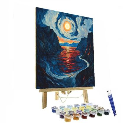 Edvard Munch Inspired Fjord Eclipse Resonance Numbered painting kits
