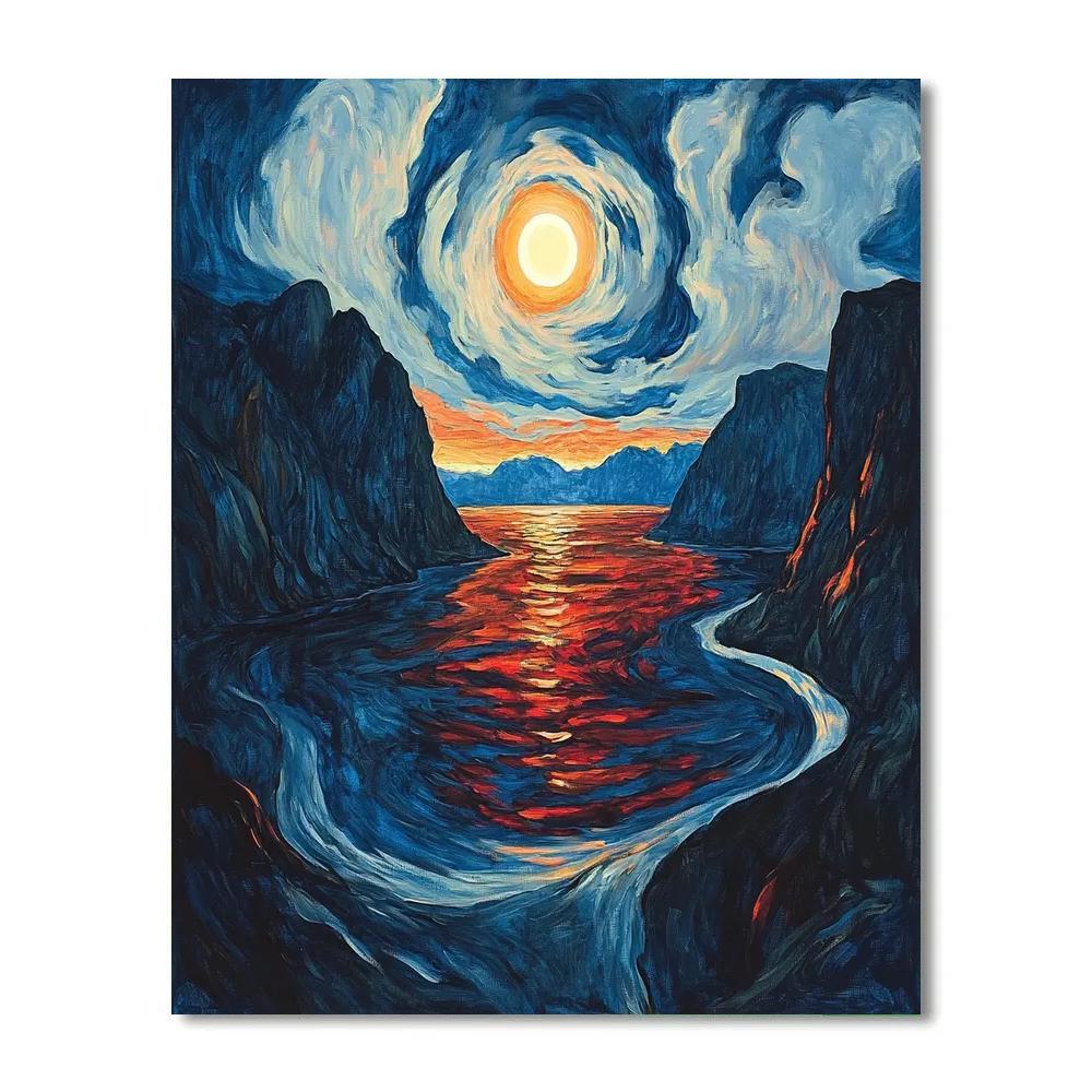 Edvard Munch Inspired Fjord Eclipse Resonance Numbered painting kits