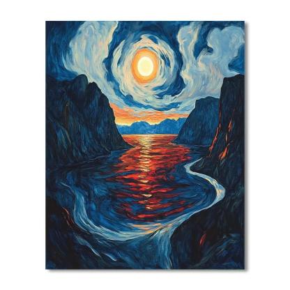 Edvard Munch Inspired Fjord Eclipse Resonance Numbered painting kits