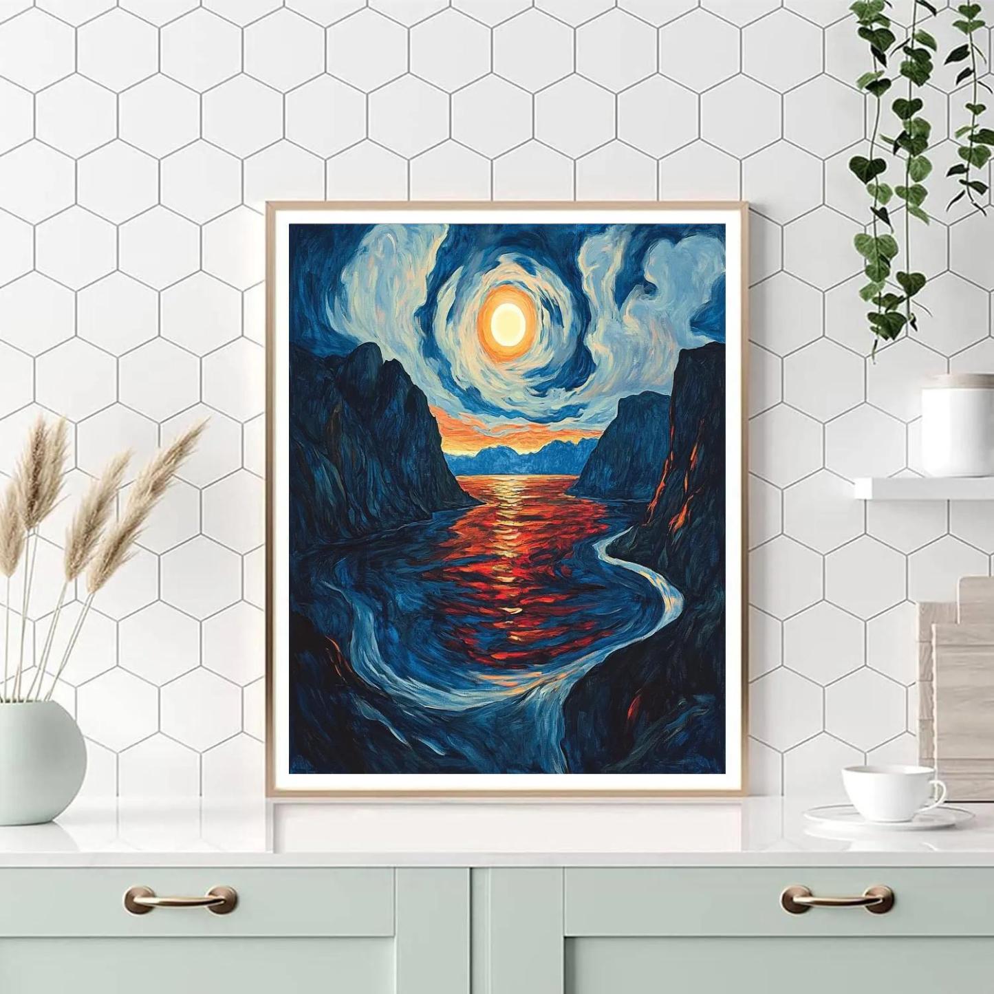 Edvard Munch Inspired Fjord Eclipse Resonance Numbered painting kits