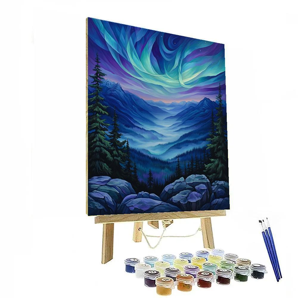 Frederick Varley Inspired Aurora Break Over Granite Highlands painting number kit