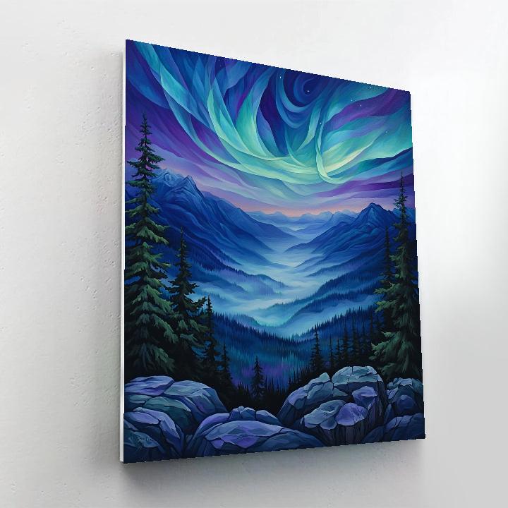 Frederick Varley Inspired Aurora Break Over Granite Highlands painting number kit