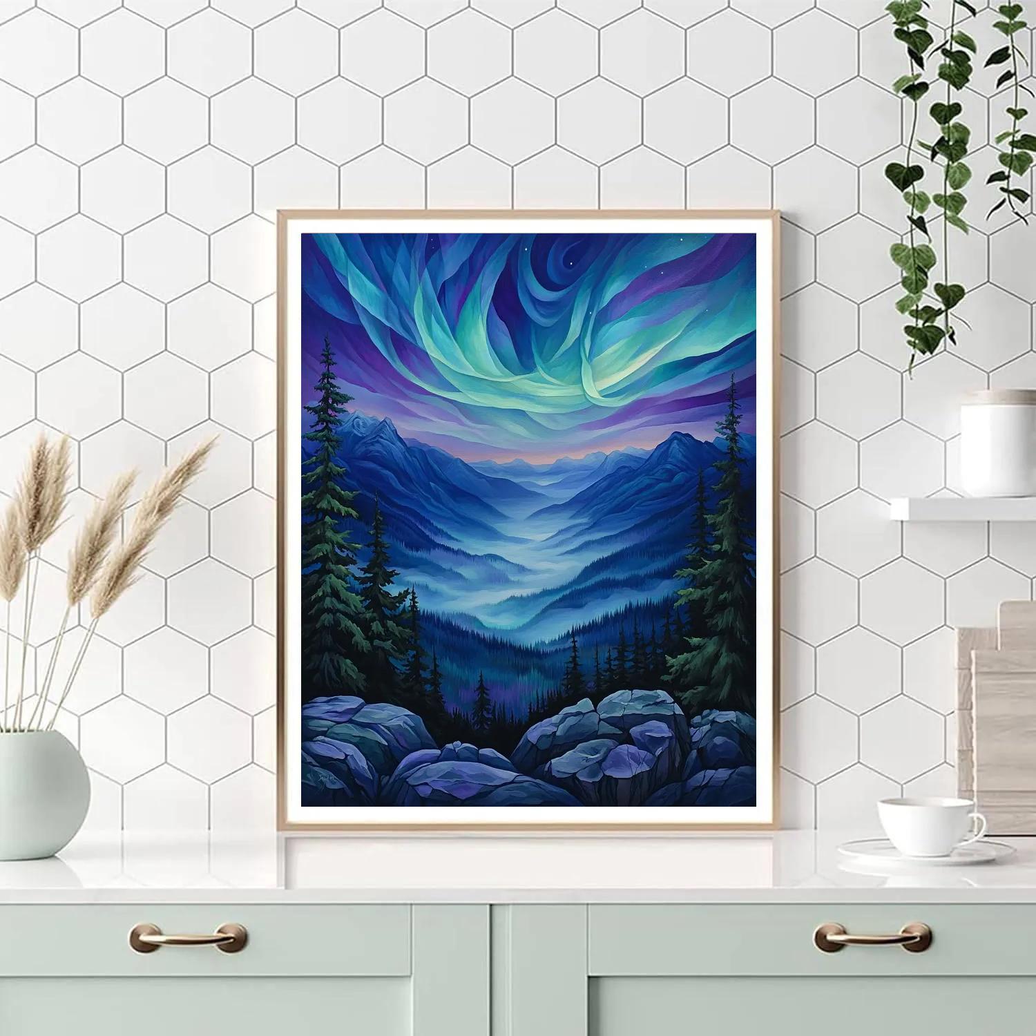 Frederick Varley Inspired Aurora Break Over Granite Highlands painting number kit