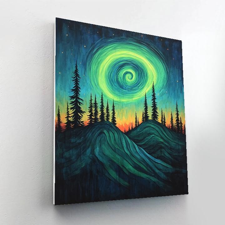 Edvard Munch Inspired Aurora Over Trembling Pine Ridge Painting by numbers kit