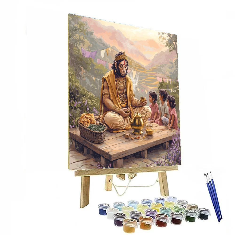 Hanuman Tea House Storyteller At Dawn Numbered painting kits