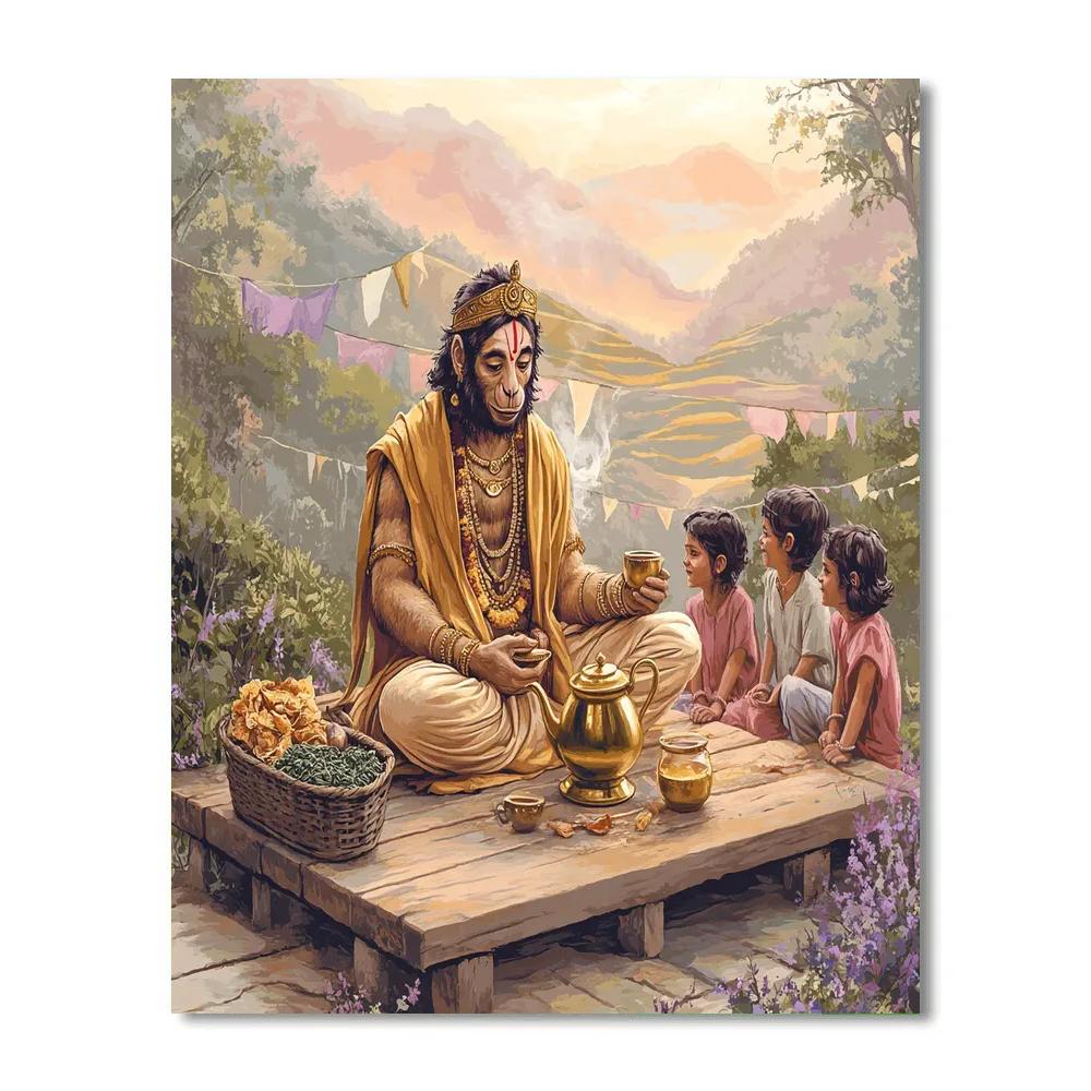Hanuman Tea House Storyteller At Dawn Numbered painting kits