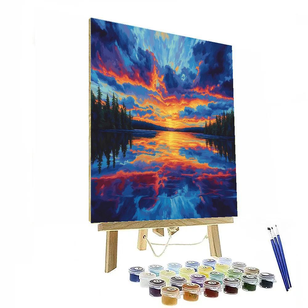 Frederick Varley Inspired Stormfire Dusk Over Mirror Lake Paint by numbers art