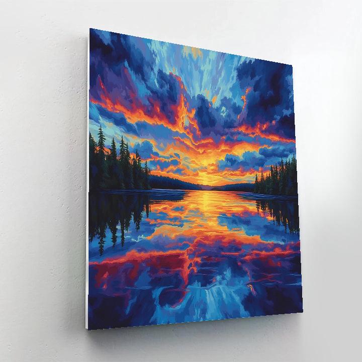 Frederick Varley Inspired Stormfire Dusk Over Mirror Lake Paint by numbers art