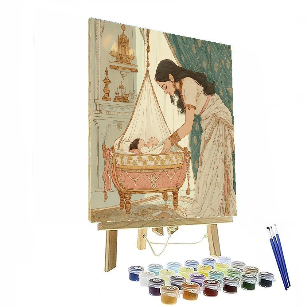 Parvati At The Ganesha Cradle Scene paint by numbers