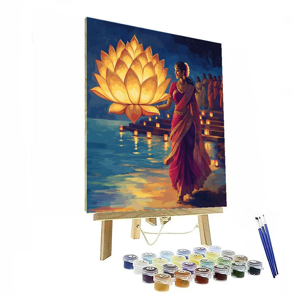 Parvati Lotus Lantern Night Procession Painting by numbers kit