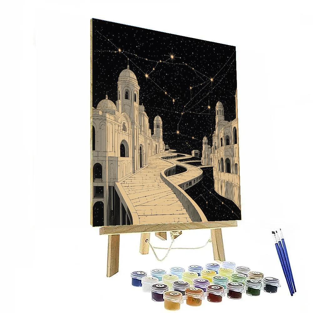 M.C. Escher Inspired Paradox Nebula Stairfield DIY paint by numbers