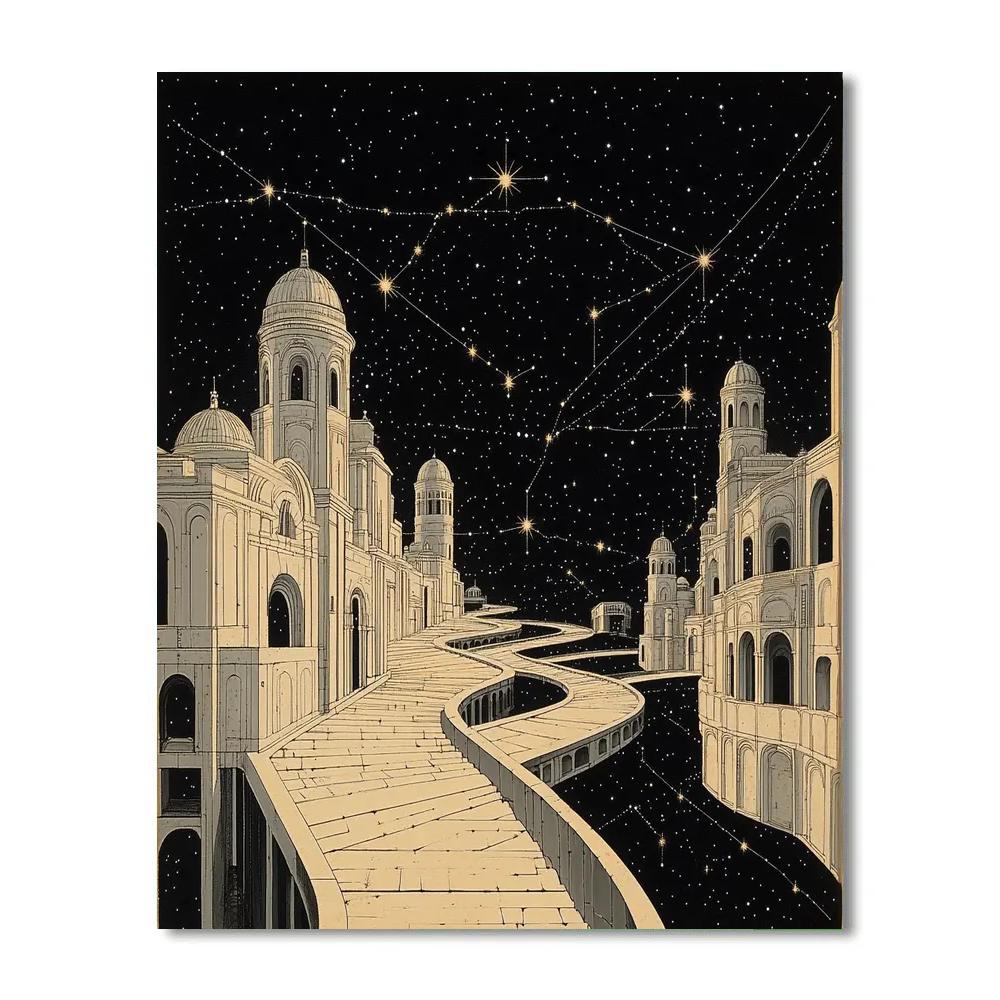 M.C. Escher Inspired Paradox Nebula Stairfield DIY paint by numbers