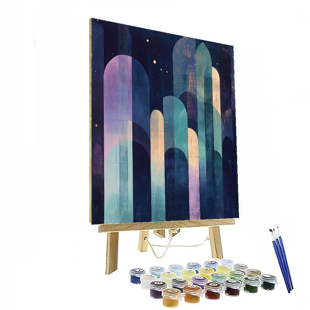 Paul Klee Inspired Aurora Arithmetic In Velvet Night paint by number