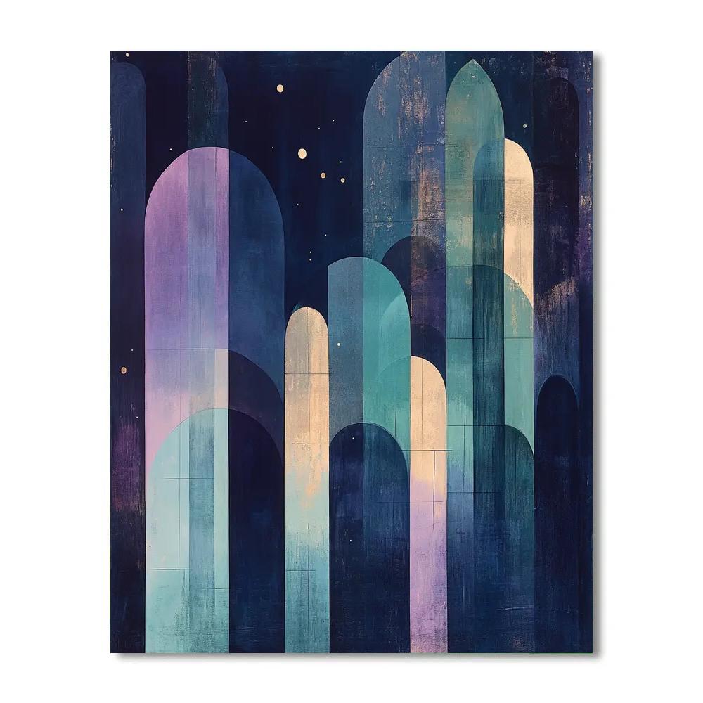 Paul Klee Inspired Aurora Arithmetic In Velvet Night paint by number