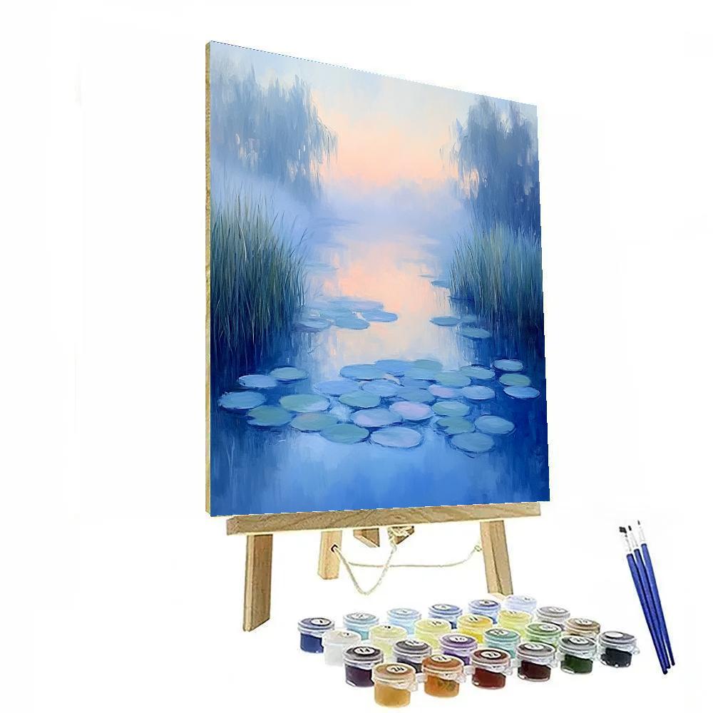 Claude Monet Inspired Frostlit Waterlily Dawn paint by color