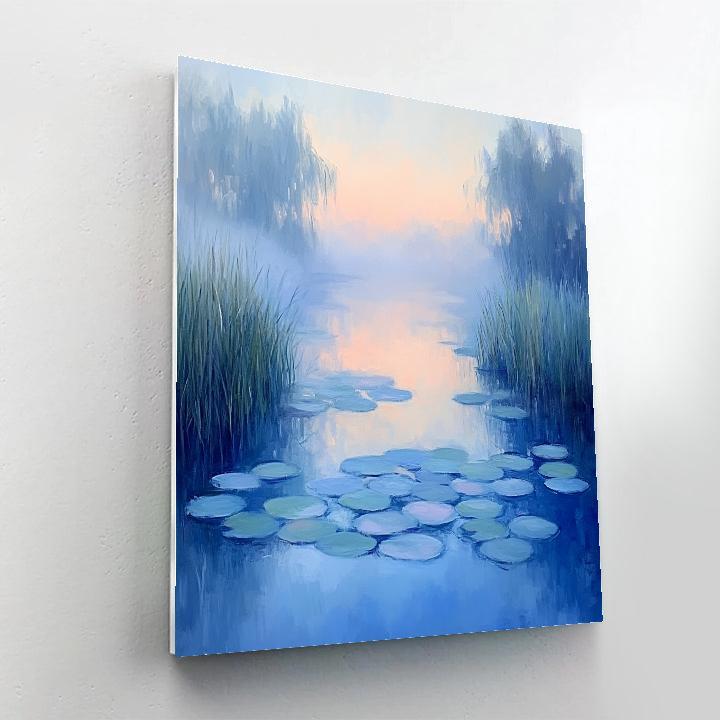 Claude Monet Inspired Frostlit Waterlily Dawn paint by color