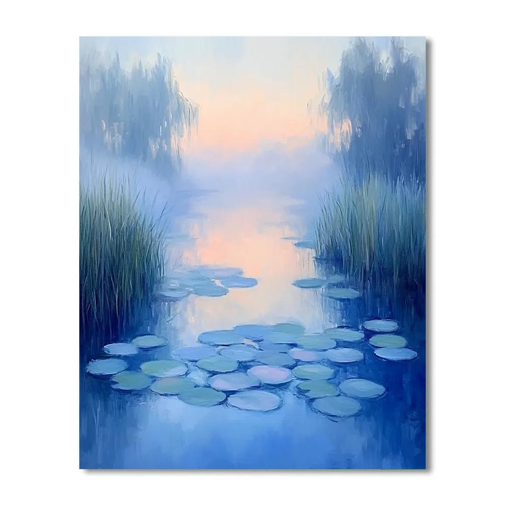 Claude Monet Inspired Frostlit Waterlily Dawn paint by color