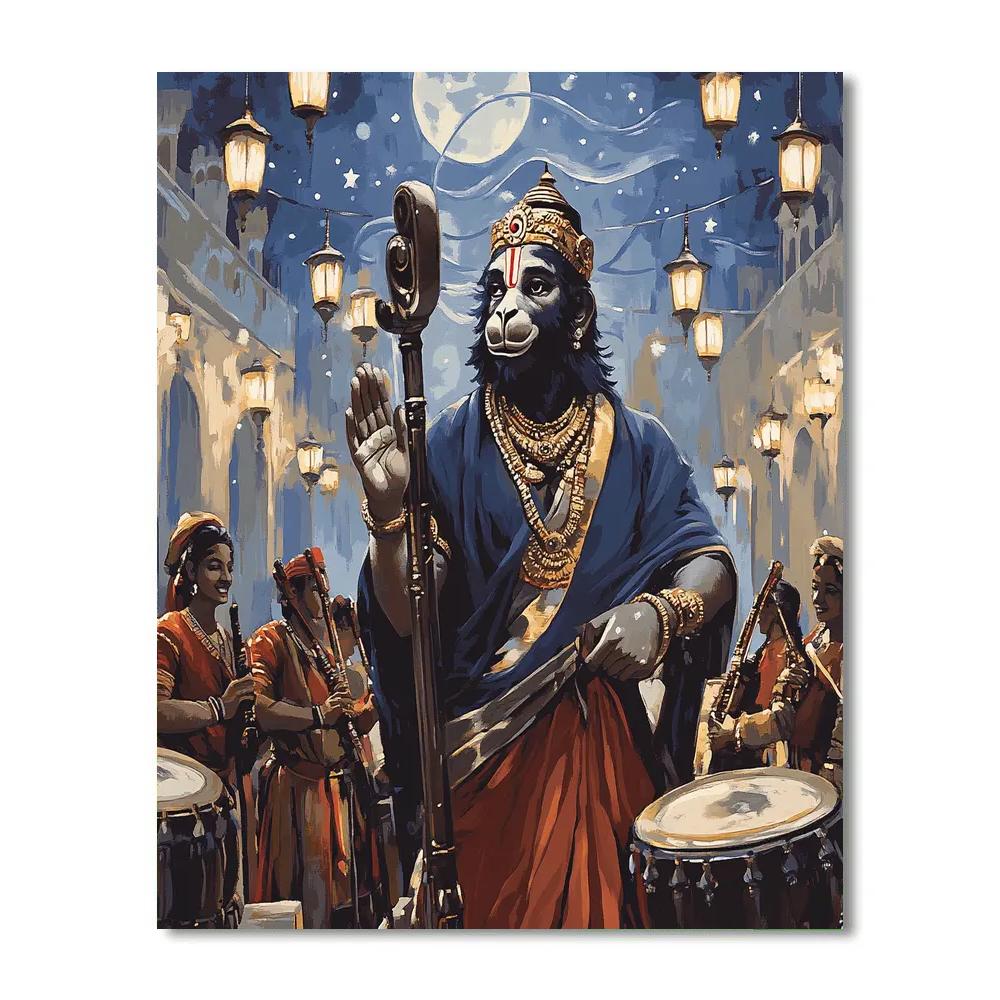 Hanuman Musical Raga Conductor In Moonlight Paint by numbers kits