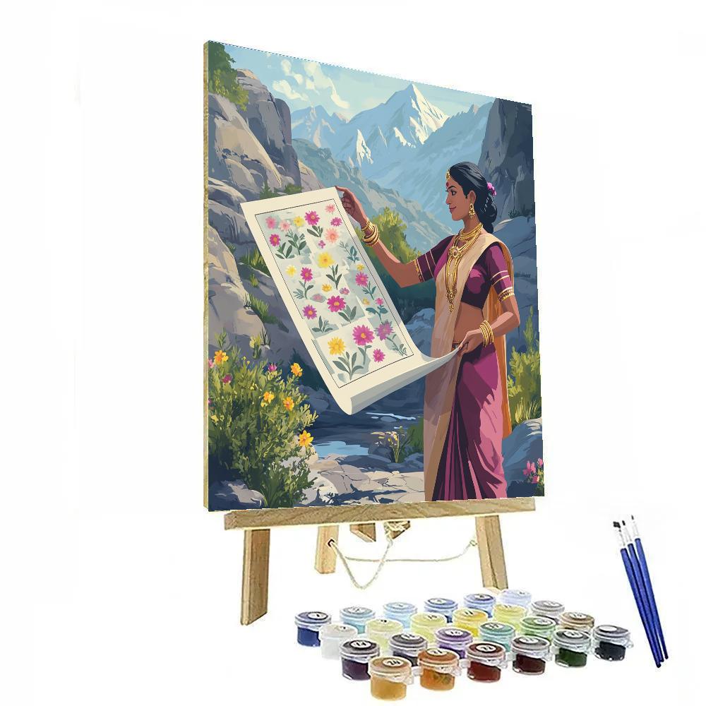 Parvati With Himalayan Wildflowers Map painting number kit