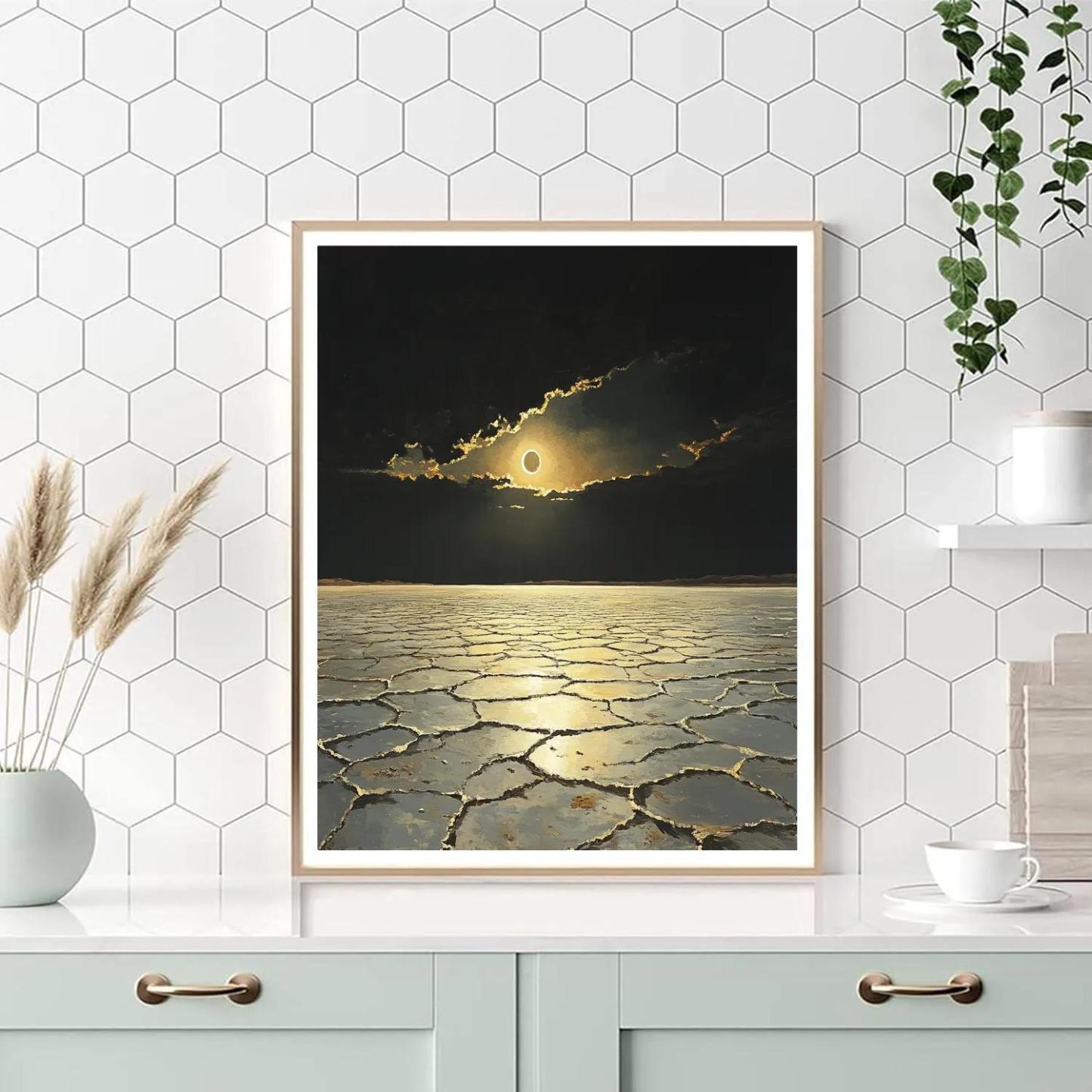 Francisco Goya Inspired Eclipse Over Salt Flats Number painting