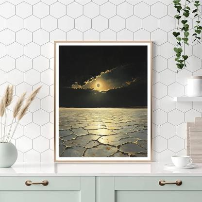 Francisco Goya Inspired Eclipse Over Salt Flats Number painting