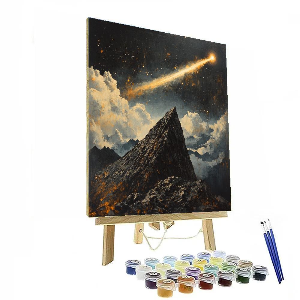 Francisco Goya Inspired Comet Glow Above Basalt Ridge paint by color
