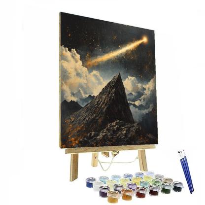 Francisco Goya Inspired Comet Glow Above Basalt Ridge paint by color