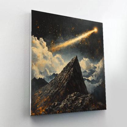 Francisco Goya Inspired Comet Glow Above Basalt Ridge paint by color