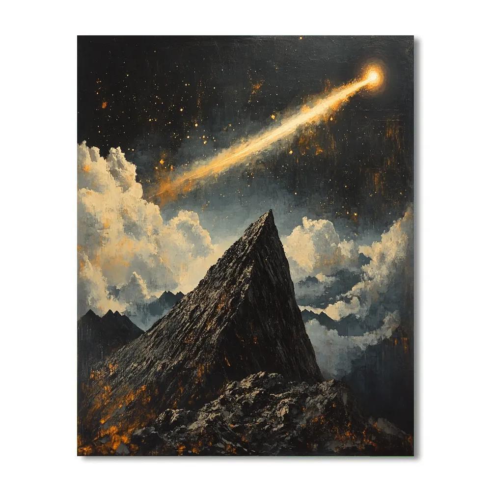 Francisco Goya Inspired Comet Glow Above Basalt Ridge paint by color