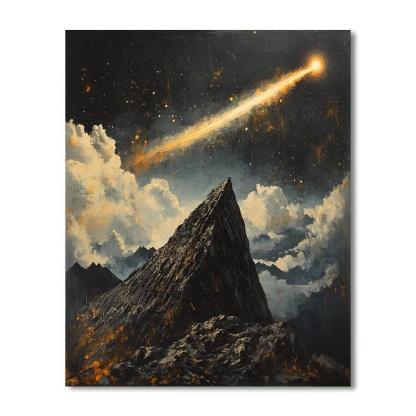 Francisco Goya Inspired Comet Glow Above Basalt Ridge paint by color